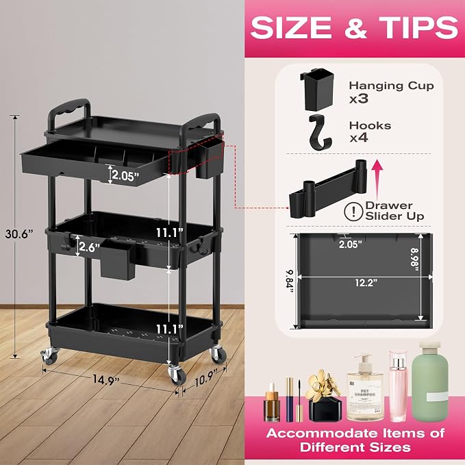 Goovilla Rolling Makeup Organizer Cart - Image 2