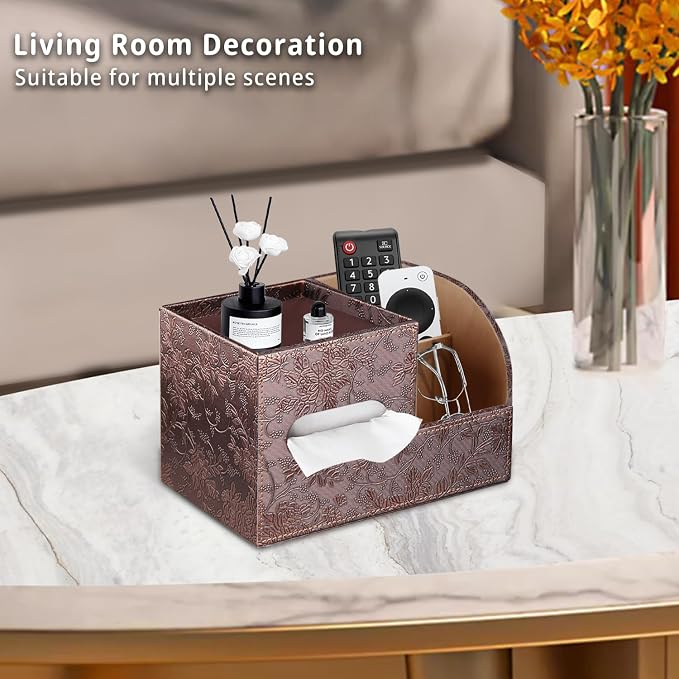 PU Leather Tissue Box Cover Square, Tissue Box Holder Organizer - Image 6