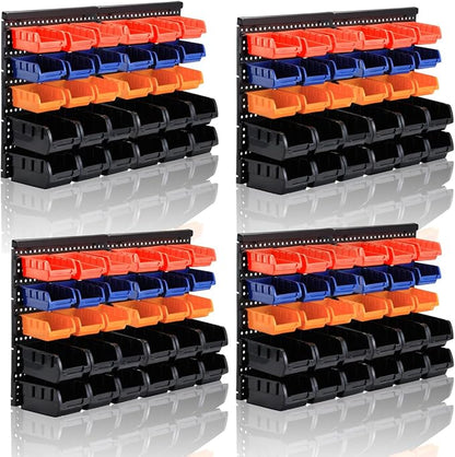 MULSAME Wall Mounted Storage Bins Parts Rack 4 Colors Bin Organizer Garage by MULSAME