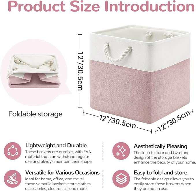 12x12 Inch Foldable Fabric Cube Storage Bins - Image 5