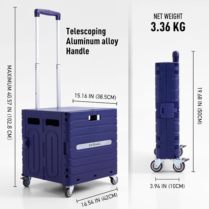 Folding Utility Cart Portable Rolling Crate Handcart Foldable Shopping Trolley - Image 4