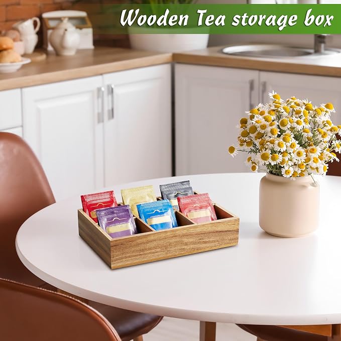 DRASTAR Tea Bag Organizer, Acacia Wooden Tea Bag Holder, Tea Storage Containers - Image 2
