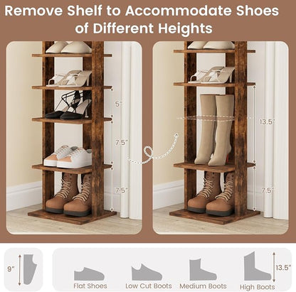 Tangkula 8-Tier Vertical Shoe Rack, Space-Saving Corner Shoe Organizer - Image 5