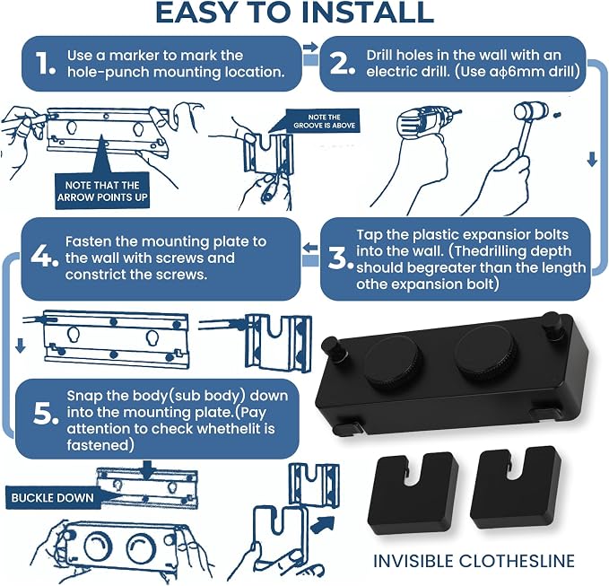 Retractable Clothesline Indoor Outside Heavy-Duty, Upgrade 304 Double Stainless - Image 8