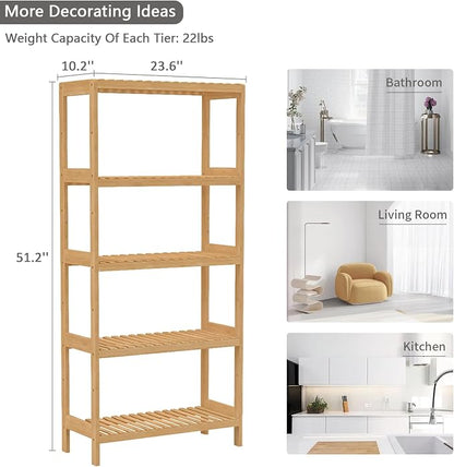 Bamboo Rack, Adjustable Bamboo Shelf, Bathroom Living Room - Image 3