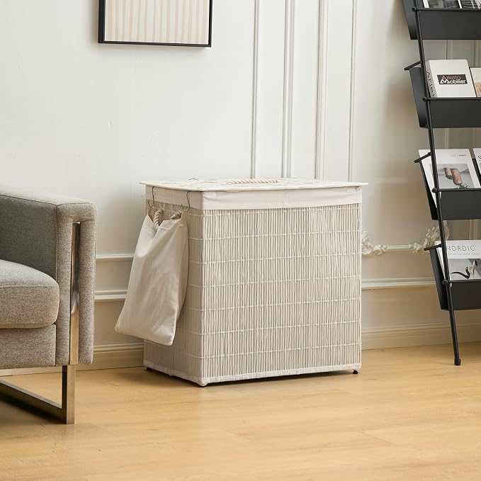 Laundry Hamper with Lid, 39.6 Gallon Large Laundry Basket 2 Removable Liner Bags - Image 5