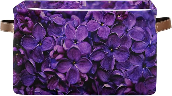 Spring Lilac Purple Floral Large Storage Basket, Foldable Storage Basket by LLCxigua