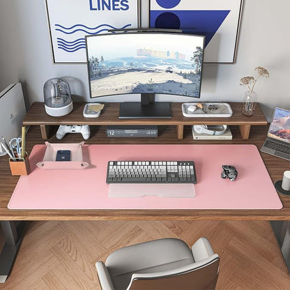 DAWNTREES Pink Desk Mat, Leather Desk Pad, Cork Desk Mat Protector, - Image 6