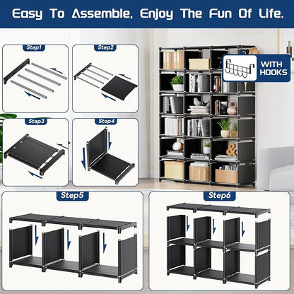 Mavivegue Book Shelf, 18 Cube Storage Organizer, DIY Bookcase, Metal Cube - Image 7