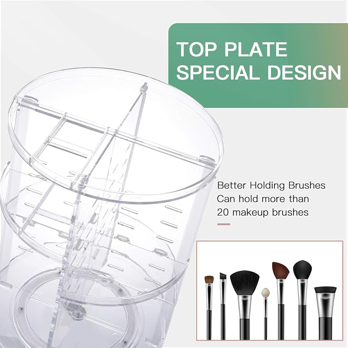 360 Rotating Makeup Organizer, DIY Adjustable Spinning Holder, Foldable - Image 3