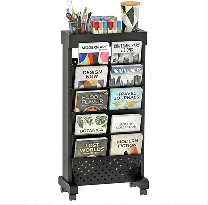 6-Tier Rolling Bookshelf Magazine Rack by yeavs