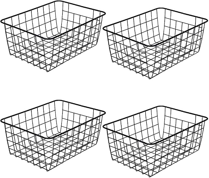 LeleCAT Wire Baskets with Handles, Wire Storage Organizer Baskets, Household by LeleCAT