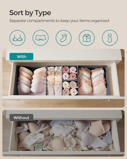 SONGMICS Drawer Organizer, Dresser Drawer Organizers, Foldable Fabric Storage - Image 3