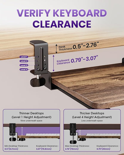 Ergonomic Mouse & Keyboard Tray Under Desk, Pull Out - Image 6