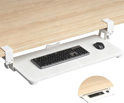 XINLEI Keyboard Tray Under Desk Large C-Clamp 25.6” x 11.8” Slide-Out Platform by XINLEI