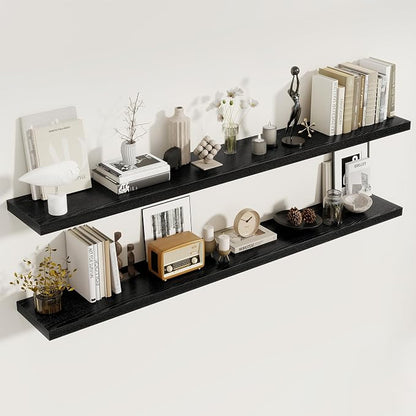72 Inch Floating Shelves 2 Pack, 8 Inch Deep Floating Shelf Wall Mounted by FunMemories