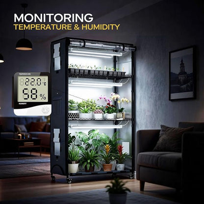 Indoor Greenhouse with Grow Lights & Cover, Plant Stand with Wheels | - Image 6