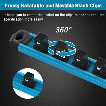 WORKPRO Magnetic Socket Organizer, 1/2-Inch Drive Aluminum Alloy Socket Rail - Image 5