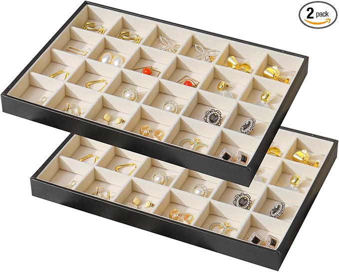Large Jewelry Organizer Tray 2 Pack, Stackable Jewelry Storage Holder by Unknown
