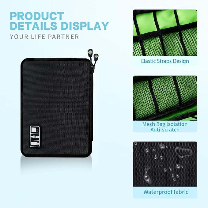 Lcsmaokin Electronics Travel Organizer, Portable Waterproof Electronic Travel - Image 3