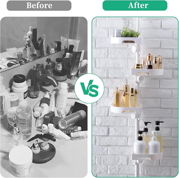 shuang qing 4-Tier Corner Shower Caddy Tension Pole Organizer - Image 7
