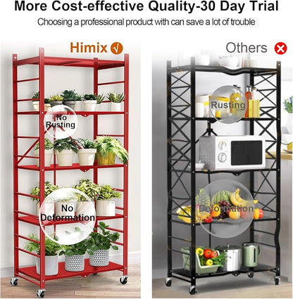 Himix Storage Shelves with 20 Hooks, 5-Tier Foldable Shelves - Image 7