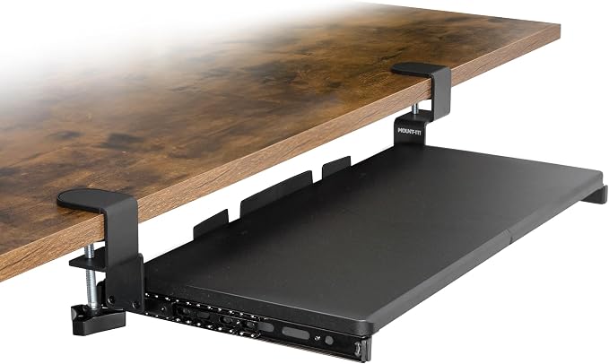 Mount-It! 24” Clamp-On Under Desk Keyboard Tray, Slide-Out Keyboard Drawer - Image 9