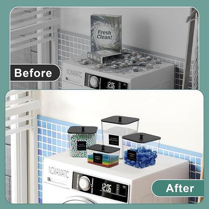 4 Pack Laundry Pod Containers and Dryer Sheet Holder Acrylic Jars - Image 4