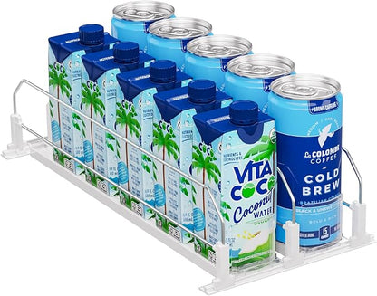 Puricon Drink Organizer for Fridge Pusher Glide, Spring Loaded Fridge Drink by Puricon