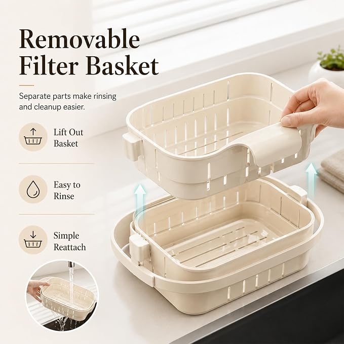 Foldable Hanging Kitchen Sink Drain Basket-Hanging Colander, Space Saving Food - Image 4