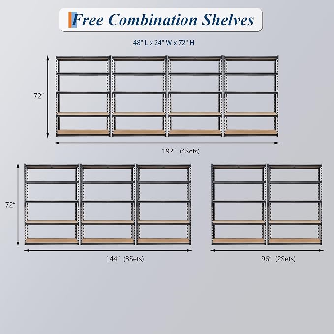 2500 Lbs Heavy Duty Garage Storage Shelves, 5-Tier Adjustable Metal Shelving - Image 8