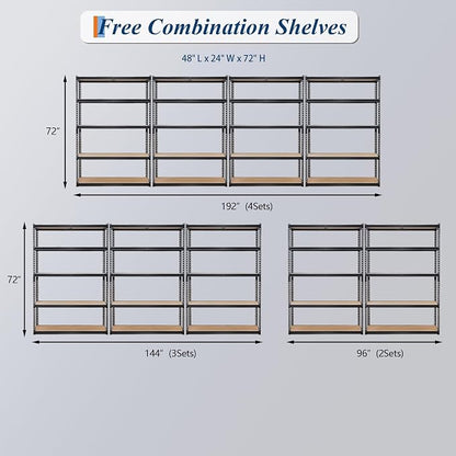 2500 Lbs Heavy Duty Garage Storage Shelves, 5-Tier Adjustable Metal Shelving - Image 8