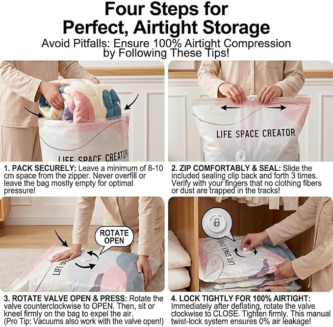 2PCS No Pump Vacuum Storage Bags, Upgrade Large Storage Compression Bags - Image 6