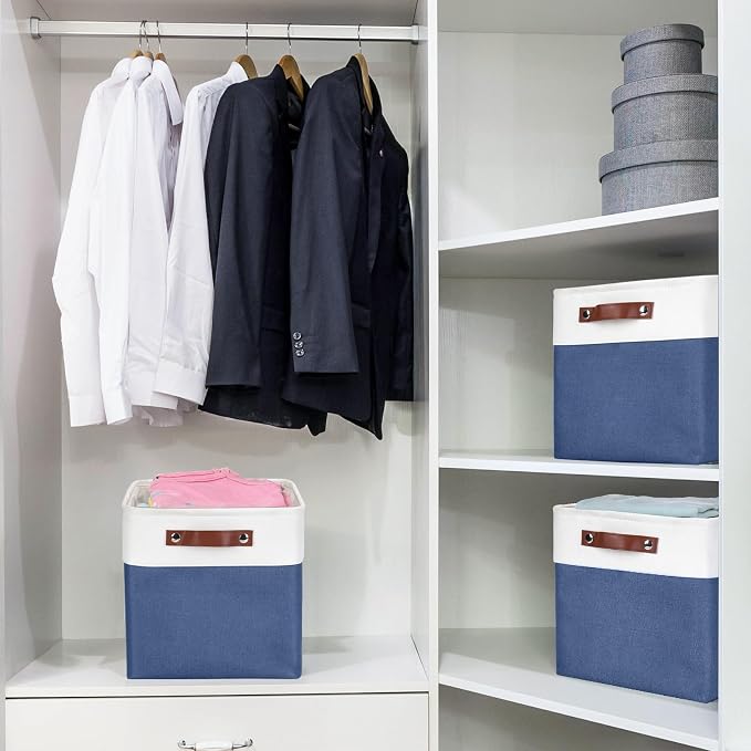 Collapsible Fabric Storage Cubes 11x11 Cube Storage Bins, 4 Pack Closet Baskets - Image 3