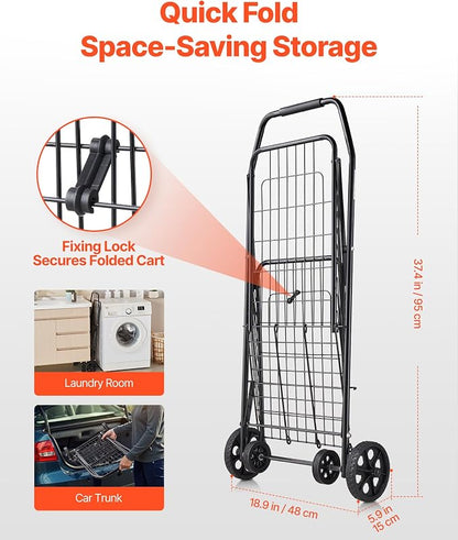VEVOR Shopping Cart, Folding Grocery Utility Cart - Image 5