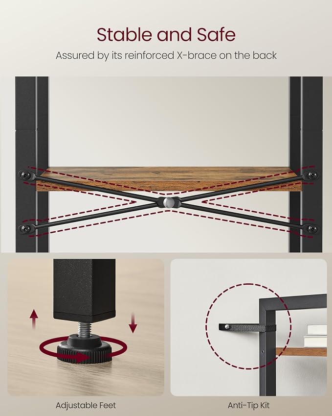 VASAGLE 3-Tier Bookshelf, Bookcase - Image 5