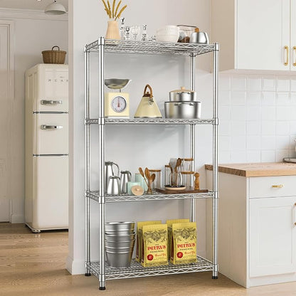 Metal Shelving Unit 4 Tier Storage Shelves Rack Metal Shelf Adjustable Wire - Image 9