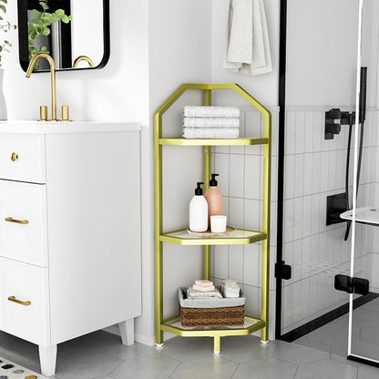 3-Tier Corner Shelf Stand, Bathroom Storage Rack Shelf, Plant Rack, Tempered - Image 7