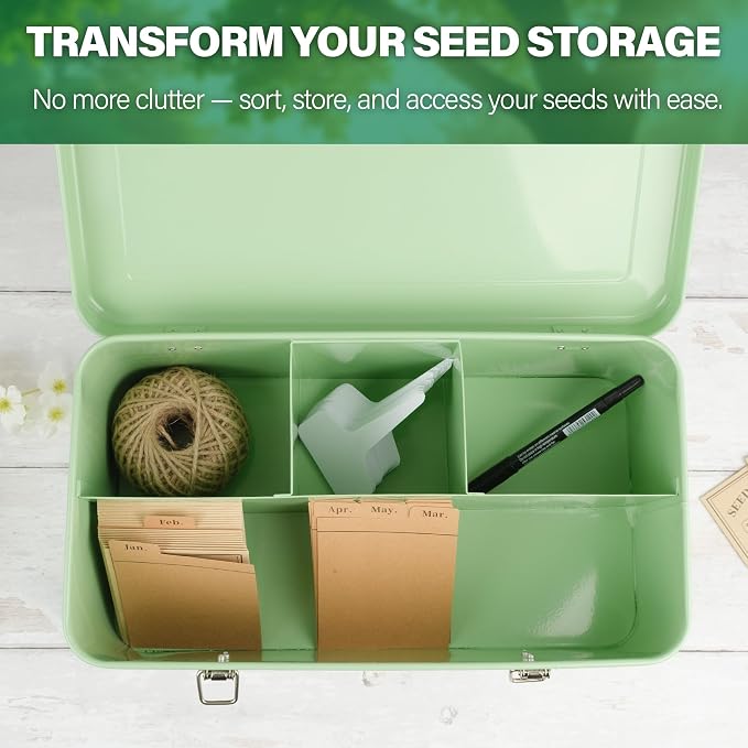 Seed Storage Box Organiser – Green Garden Seeds Tin - Image 7