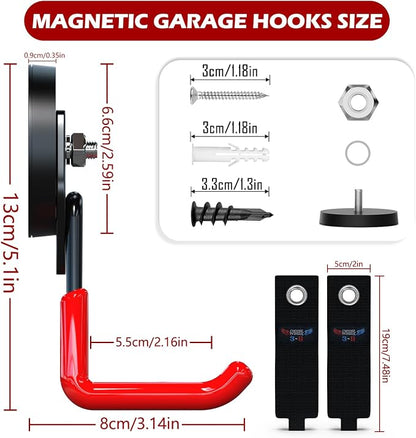 3-H Heavy Duty Magnet Garage Hooks 4 Pack, Large Strong Magnetic Hooks - Image 2