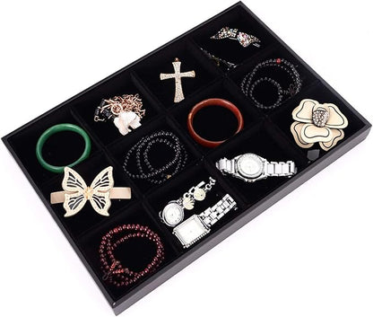 Black Velvet Stackable 12 Grid Jewelry Tray - Image 2