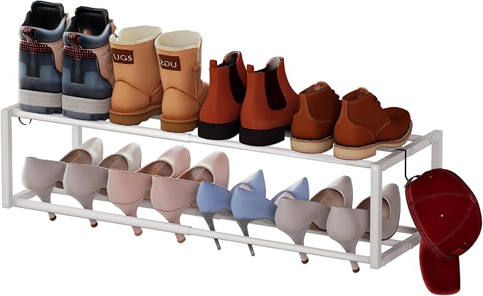 Expandable Wall Mounted Shoe Rack, Heavy Duty Metal Shoe Holder by HomeOrganizerandStorage