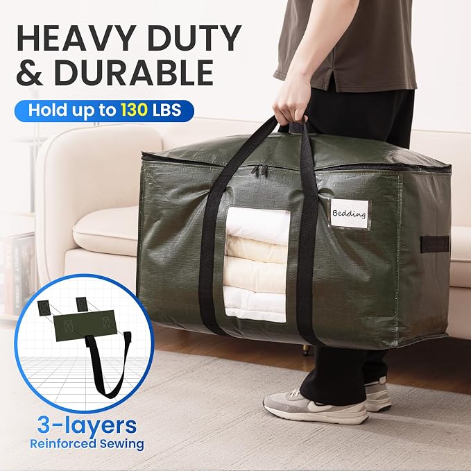 TAILI 8 Pack Green Extra Large Storage Bags, Heavy Duty Totes - Image 4