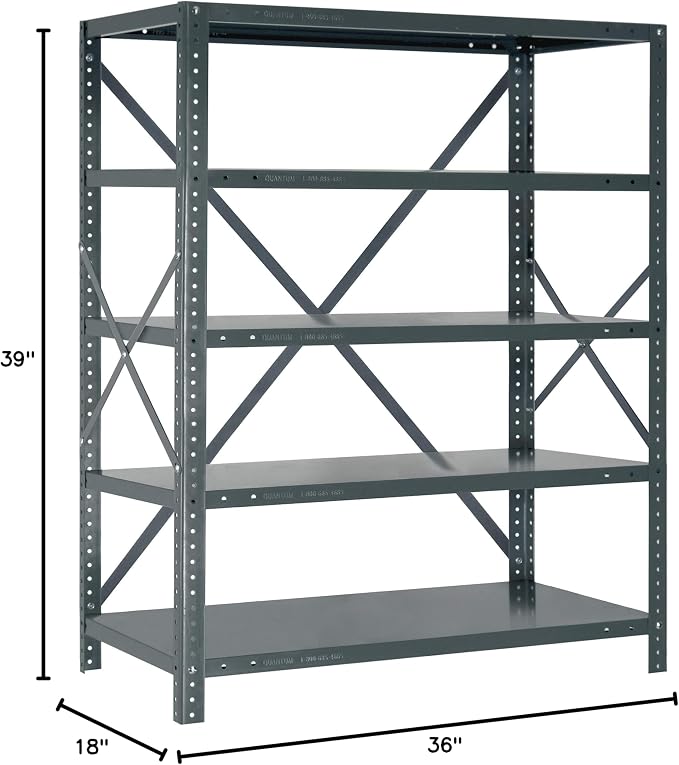 Quantum Storage Systems 39-1836-5 IRONMAN Solid Heavy Duty 5 Shelves 39" H x - Image 2