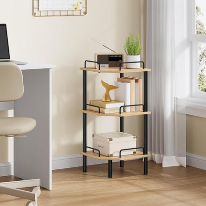 Tajsoon 3 Tier Corner Shelf Stand, Standing Corner Shelf Unit, Natural | Small - Image 9