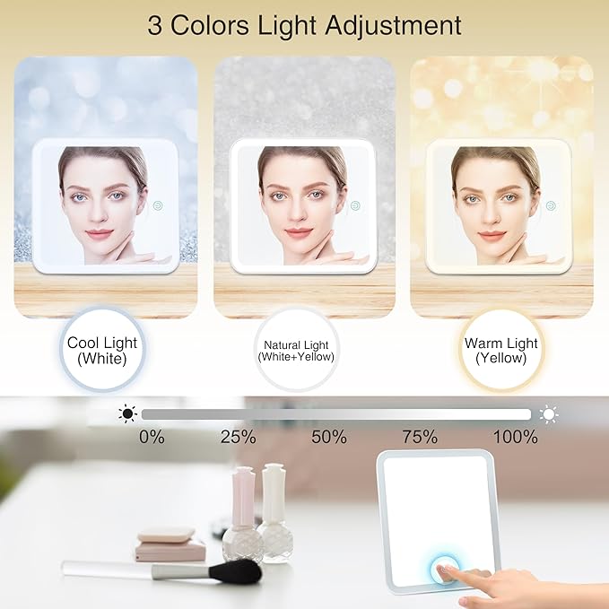 Relavel Travel Makeup Bag With LED Mirror, Cosmetic Train Case with Light up - Image 3