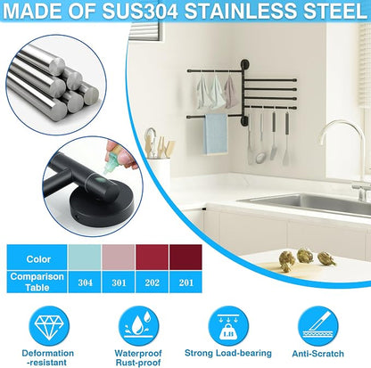Alise Swivel Towel Rack, Folding 6 Arms Hand Towel Bars Towel Hanger - Image 5