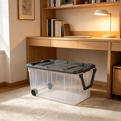160 Quart Wheeled Stacker, Extra Large Durable Clear Bin, Latch Lid and Pull - Image 6