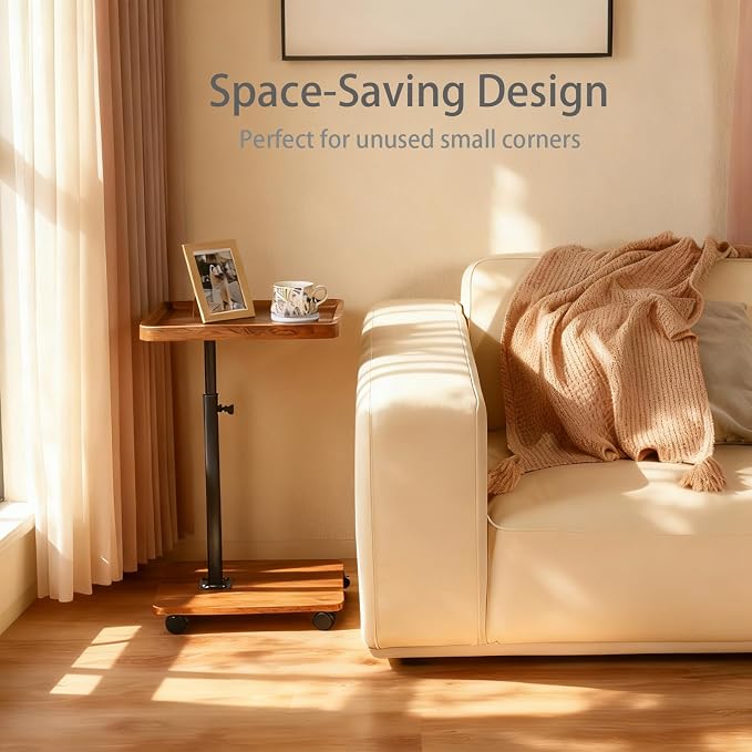 Adjustable Height Couch Tables That Slide Under Sofa, 360° Swivel Modern Tv - Image 6