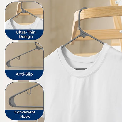 SereneLife 150 Pack Plastic Hangers, Lightweight, Space Saving Clothes - Image 5